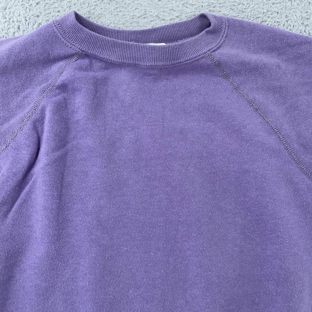 Vintage Blank Purple Crewneck Sweatshirt Mens Small Raglan USA 50/50 Creslan